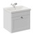 Danbury Satin White 500mm Wall Mounted Single Drawer Vanity Unit with Glide Basin Left Hand View thumbnail