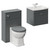 Danbury Satin Grey 1000mm Wall Mounted Single Drawer Vanity Unit and Toilet Suite with Arc Basin Left Hand View thumbnail