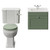 Danbury Satin Green 500mm Wall Mounted Single Drawer Vanity Unit and Windsor Toilet Suite with Angel Basin View from Front thumbnail