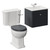 Danbury Satin Anthracite 500mm Wall Mounted Single Drawer Vanity Unit and Windsor Toilet Suite with Angel Basin Left Hand View thumbnail