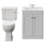 Danbury Satin White 600mm 2 Door Vanity Unit and Windsor Toilet Suite with Angel Basin View from Front thumbnail