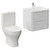 Vela 460 Satin White 600mm Wall Mounted 2 Drawer Vanity Unit and Jubilee Toilet Suite with Anya Basin Left Hand View thumbnail