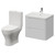 Vela 460 Satin White 600mm Wall Mounted 2 Drawer Vanity Unit and Jubilee Toilet Suite with Fina Basin Right Hand View thumbnail