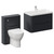 Vela 460 Satin Anthracite 1350mm Wall Mounted 2 Drawer Vanity Unit and Toilet Suite with Anya Basin Left Hand View thumbnail