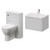 Vela 450 Satin White 600mm Wall Mounted Single Drawer Vanity Unit and Toilet Suite with Leni Basin Right Hand View thumbnail