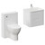 Vela 450 Gloss White 600mm Wall Mounted 2 Drawer Vanity Unit and Toilet Suite with Leni Basin Left Hand View thumbnail