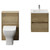Montego Autumn Oak 1000mm Wall Mounted Vanity Unit and Toilet Suite with Angel Basin Front View thumbnail