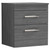 Nuie Athena Anthracite Woodgrain 500mm Wall Hung 2 Drawer Vanity Unit with Worktop - ATH018W Main Image
