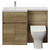 Montego Combination Autumn Oak 1100mm 2 Door 1 Drawer Vanity Unit Toilet Suite with Left Hand Square Lucia Basin Front View thumbnail