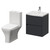 Montego Graphite Grey 500mm Wall Mounted 2 Drawer Vanity Unit and Kingston Toilet Suite with Arc Basin Right Hand View thumbnail