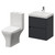 Montego Graphite Grey 500mm Wall Mounted 2 Drawer Vanity Unit and Kingston Toilet Suite with Rimini Basin Right Hand View thumbnail
