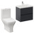 Montego Graphite Grey 600mm Wall Mounted 2 Drawer Vanity Unit and Kingston Toilet Suite with Glide Basin Left Hand View thumbnail