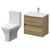 Montego Autumn Oak 600mm Wall Mounted 2 Drawer Vanity Unit and Kingston Toilet Suite with Arc Basin Right Hand View thumbnail
