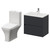Montego Graphite Grey 600mm Wall Mounted 2 Drawer Vanity Unit and Kingston Toilet Suite with Angel Basin Right Hand View thumbnail