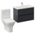 Montego Graphite Grey 800mm Wall Mounted 2 Drawer Vanity Unit and Kingston Toilet Suite with Glide Basin Left Hand View thumbnail
