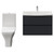 Montego Graphite Grey 800mm Wall Mounted 2 Drawer Vanity Unit and Kingston Toilet Suite with Arc Basin Front View thumbnail