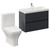 Montego Graphite Grey 800mm Wall Mounted 2 Drawer Vanity Unit and Kingston Toilet Suite with Rimini Basin Left Hand View thumbnail