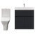 Montego Graphite Grey 800mm 2 Door 1 Drawer Vanity Unit and Kingston Toilet Suite with Glide Basin Front View thumbnail