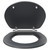 Danbury Satin Anthracite MDF Soft Close With Chrome Hinge Toilet Seat Front View thumbnail