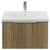 Helix 460 Fluted Autumn Oak 600mm Wall Mounted 1 Drawer Vanity Unit with Glide Basin View from Front thumbnail