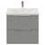 Helix 460 Fluted Pebble Grey 600mm Wall Mounted 2 Drawer Vanity Unit with Glide Basin View from Front thumbnail