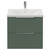 Helix 460 Fluted Satin Green 600mm Wall Mounted 2 Drawer Vanity Unit with Glide Basin View from Front thumbnail