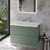 Helix 460 Fluted Satin Green 600mm Wall Mounted 2 Drawer Vanity Unit with Glide Basin Lifestyle Image thumbnail