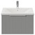 Helix 460 Fluted Pebble Grey 600mm Wall Mounted 1 Drawer Vanity Unit with Glide Basin View from Front thumbnail
