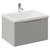 Helix 460 Fluted Pebble Grey 600mm Wall Mounted 1 Drawer Vanity Unit with Glide Basin Left Hand View thumbnail