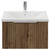Helix 460 Fluted Tobacco Oak 600mm Wall Mounted 1 Drawer Vanity Unit with Glide Basin View from Front thumbnail