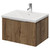 Helix 460 Fluted Tobacco Oak 600mm Wall Mounted 1 Drawer Vanity Unit with Glide Basin Right Hand View thumbnail