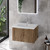 Helix 460 Fluted Tobacco Oak 600mm Wall Mounted 1 Drawer Vanity Unit with Glide Basin Lifestyle Image thumbnail