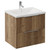 Helix 460 Fluted Tobacco Oak 600mm Wall Mounted 2 Drawer Vanity Unit with Glide Basin Left Hand View thumbnail