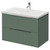 Helix 460 Fluted Satin Green 800mm Wall Mounted 2 Drawer Vanity Unit with Glide Basin Right Hand View thumbnail