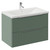 Helix 460 Fluted Satin Green 800mm Wall Mounted 2 Drawer Vanity Unit with Glide Basin Left Hand View thumbnail