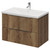 Helix 460 Fluted Tobacco Oak 800mm Wall Mounted 2 Drawer Vanity Unit with Glide Basin Right Hand View thumbnail