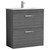 Nuie Athena Anthracite Woodgrain 800mm 2 Drawer Vanity Unit with 18mm Profile Basin - ATH053B Main Image