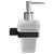 Colore Square Matt Black and Frosted Glass Wall Mounted Liquid Soap Dispenser Side on View