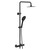 Colore Round Matt Black Thermostatic Rigid Riser Kit And Handset Shower System - Left View