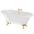 Windsor 1795mm x 785mm Double Ended Freestanding Roll Top Bath with Brushed Brass Claw Feet Right Hand View thumbnail