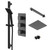 Colore Square Matt Black Concealed Triple Thermostatic Shower Valve With Square Fixed Shower Head And Square Slide Rail Kit - 2 Outlet - Right View