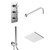 Cross Polished Chrome Triple Thermostatic Valve Mixer Shower with Square Fixed Head and Round Handset Outlet Holder Left Hand View thumbnail
