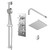 Cross Polished Chrome Triple Thermostatic Valve Mixer Shower With Square Fixed Head And Tyne Shower Slide Rail Kit - 2 Outlet - Right View Thumbnail