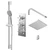 Cross Polished Chrome Triple Thermostatic Valve Mixer Shower With Square Fixed Head And Avon Shower Slide Rail Kit - 2 Outlet - Right View Thumbnail