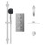 Cross Polished Chrome Triple Thermostatic Valve Mixer Shower With Square Fixed Head And Clyde Shower Slide Rail Kit - 2 Outlet - Front View Thumbnail