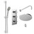 Cross Polished Chrome Triple Thermostatic Valve Mixer Shower With Round Fixed Head And Avon Shower Slide Rail Kit - 2 Outlet - Left View Thumbnail