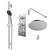 Cross Polished Chrome Triple Thermostatic Valve Mixer Shower With Round Fixed Head And Clyde Shower Slide Rail Kit - 2 Outlet - Right View Thumbnail