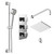 Cubix Polished Chrome Triple Thermostatic Valve Mixer Shower With Square Fixed Head And Tyne Shower Slide Rail Kit - 2 Outlet - Left View Thumbnail
