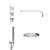 Cubix Polished Chrome Triple Thermostatic Valve Mixer Shower with Round Fixed Head and Round Handset Outlet Holder Side View thumbnail