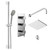 Circo Polished Chrome Triple Thermostatic Valve Mixer Shower With Square Fixed Head And Avon Shower Slide Rail Kit - 2 Outlet - Left View Thumbnail